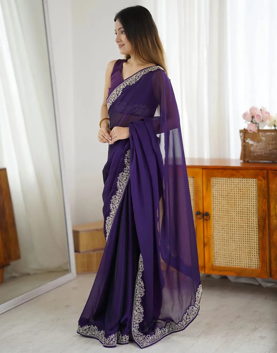 Royal Blue Silk Saree with Exquisite Zari Work