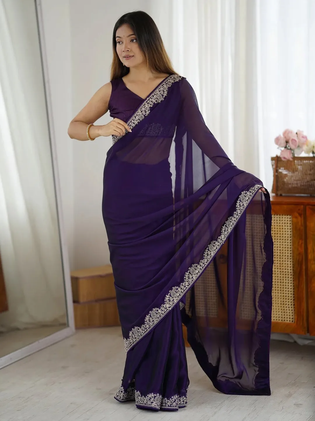 Royal Blue Silk Saree with Exquisite Zari Work