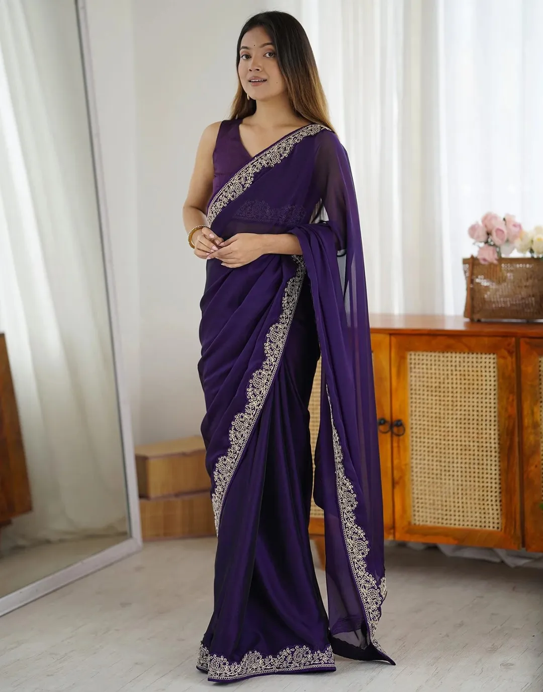 Royal Blue Silk Saree with Exquisite Zari Work