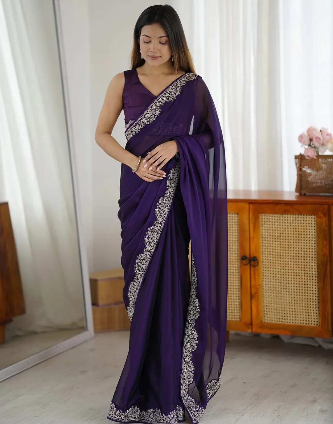 Royal Blue Silk Saree with Exquisite Zari Work