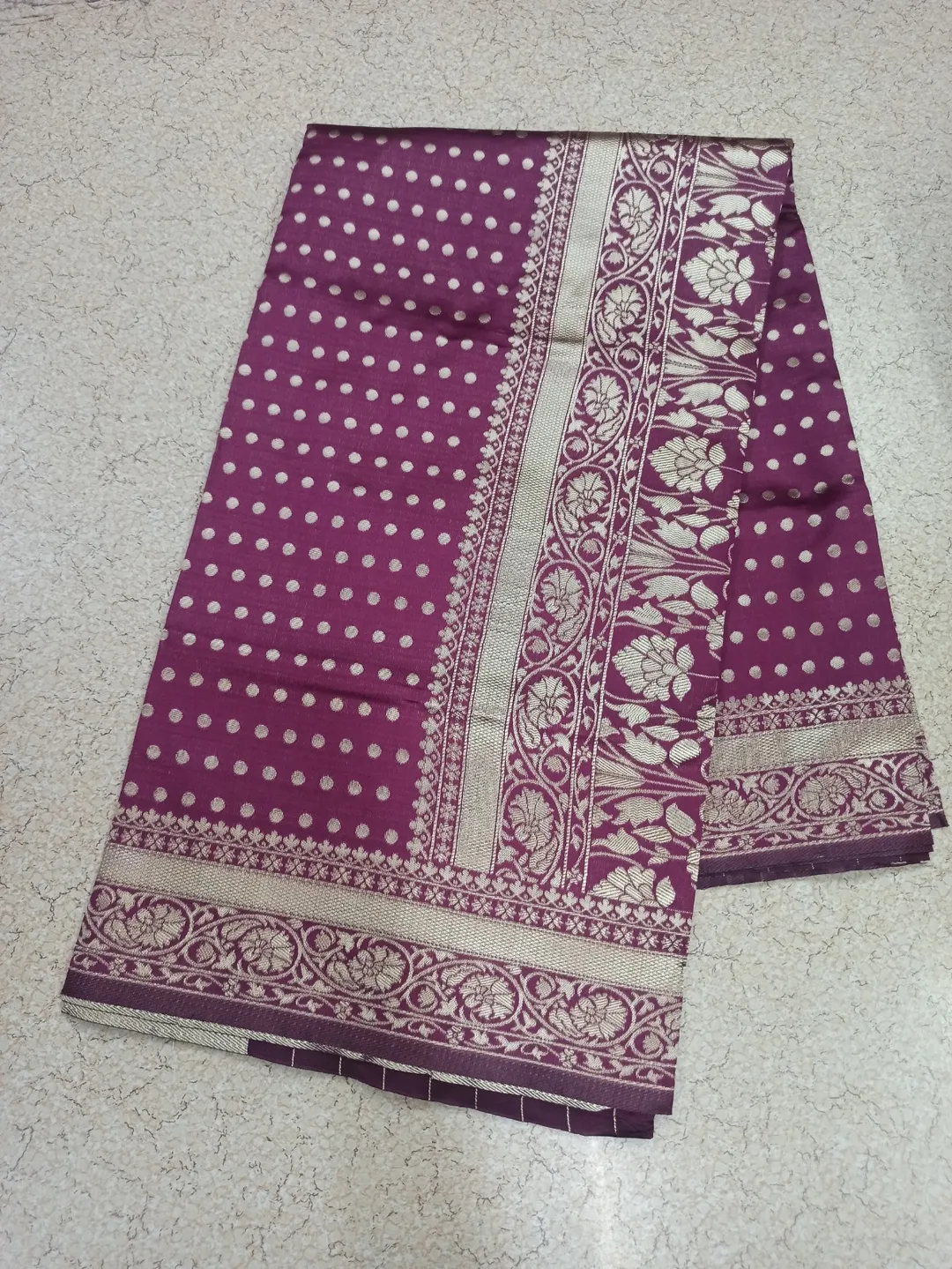 Maroon Cotton Saree with Zari Work for Wedding - Maroon