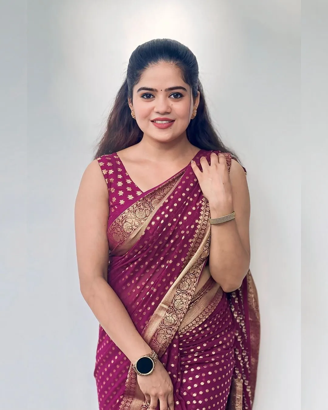 Maroon Cotton Saree with Zari Work for Wedding