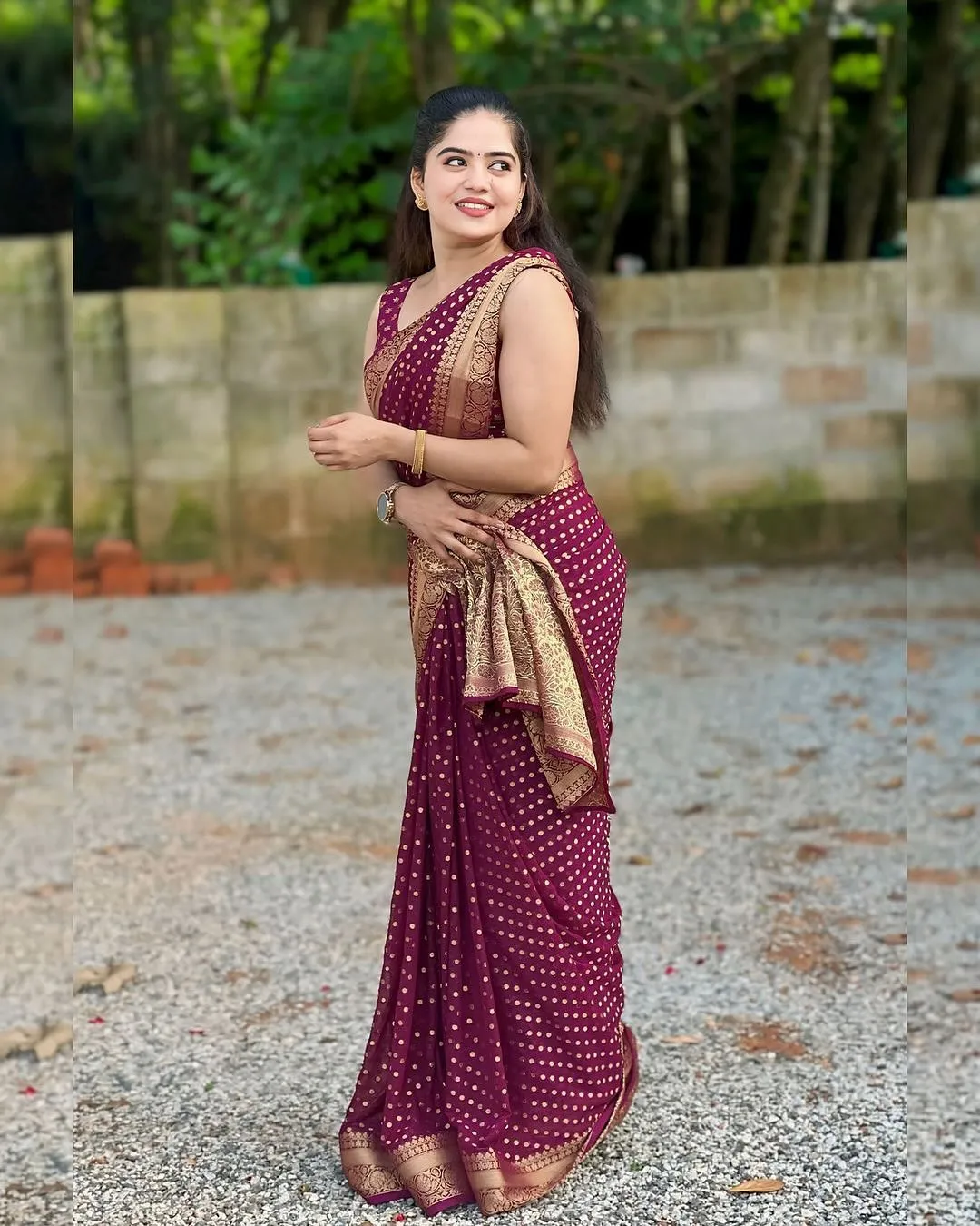Maroon Cotton Saree with Zari Work for Wedding